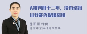 A被判刑十二年，没有结婚证我能否提出离婚