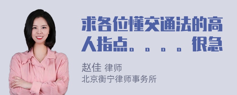 求各位懂交通法的高人指点。。。。很急