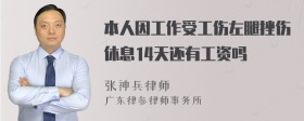 本人因工作受工伤左腿挫伤休息14天还有工资吗