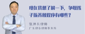 现在我想了解一下，争取孩子抚养权程序有哪些？