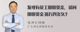 发现有员工挪用资金，请问挪用资金30万判多久？