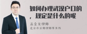 如何办理武汉户口的，规定是什么的呢