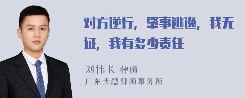 对方逆行，肇事逃逸，我无证，我有多少责任