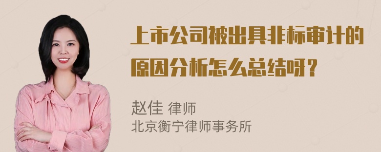 上市公司被出具非标审计的原因分析怎么总结呀？