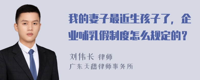 我的妻子最近生孩子了，企业哺乳假制度怎么规定的？