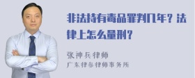 非法持有毒品罪判几年？法律上怎么量刑？