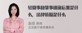 轻微事故肇事逃逸后果是什么，法律依据是什么