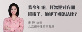 我今年18，打架把对方腿打折了，触犯了哪条法律？