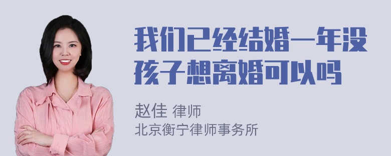 我们已经结婚一年没孩子想离婚可以吗