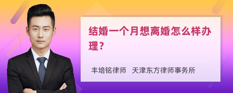 结婚一个月想离婚怎么样办理？