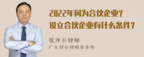 2022年何为合伙企业？设立合伙企业有什么条件？