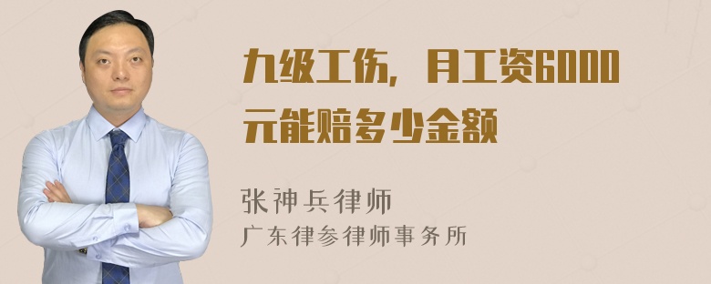 九级工伤，月工资6000元能赔多少金额