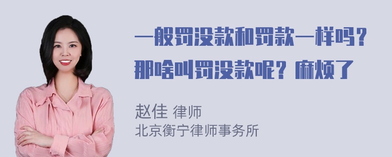 一般罚没款和罚款一样吗？那啥叫罚没款呢？麻烦了