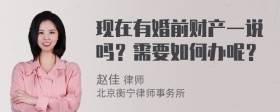 现在有婚前财产一说吗？需要如何办呢？