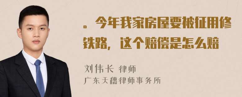 。今年我家房屋要被征用修铁路，这个赔偿是怎么赔