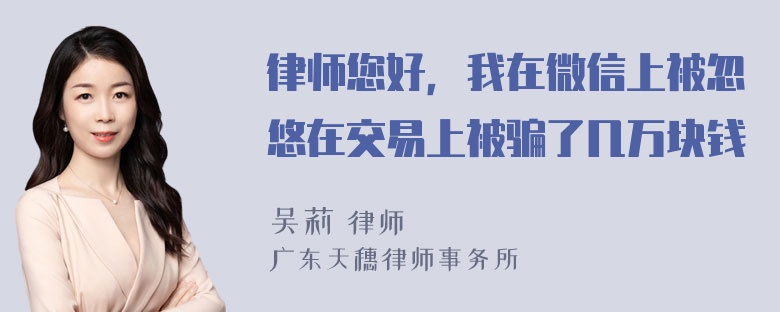 律师您好，我在微信上被忽悠在交易上被骗了几万块钱