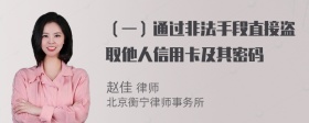 （一）通过非法手段直接盗取他人信用卡及其密码