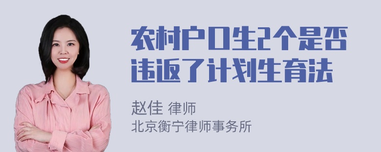 农村户口生2个是否违返了计划生育法