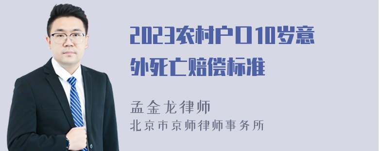 2023农村户口10岁意外死亡赔偿标准