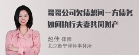 哥哥公司欠债想问一方债务如何执行夫妻共同财产