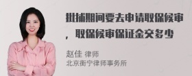 批捕期间要去申请取保候审，取保候审保证金交多少