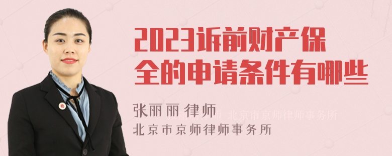 2023诉前财产保全的申请条件有哪些