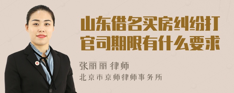 山东借名买房纠纷打官司期限有什么要求