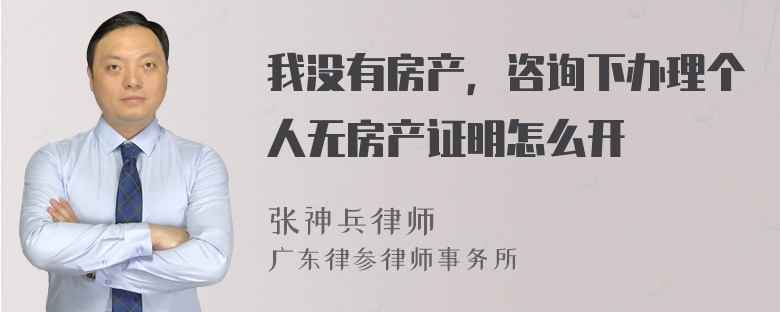 我没有房产，咨询下办理个人无房产证明怎么开