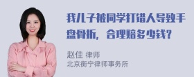 我儿子被同学打错人导致手盘骨折，合理赔多少钱？