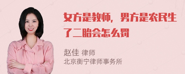 女方是教师，男方是农民生了二胎会怎么罚