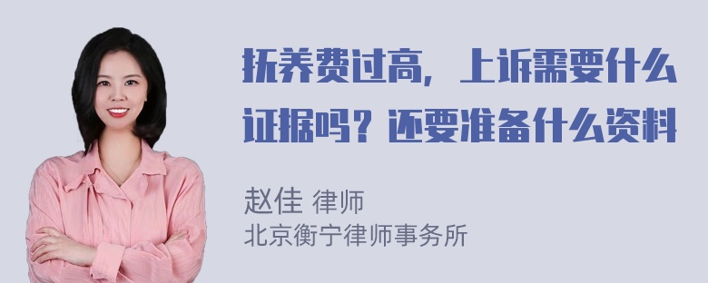 抚养费过高，上诉需要什么证据吗？还要准备什么资料