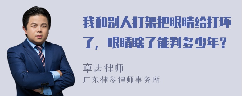 我和别人打架把眼睛给打坏了，眼睛瞎了能判多少年？