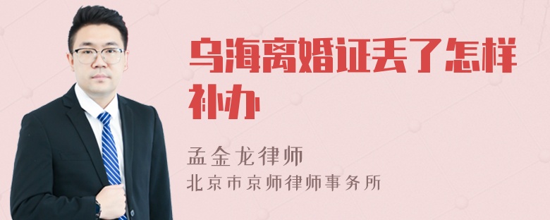 乌海离婚证丢了怎样补办