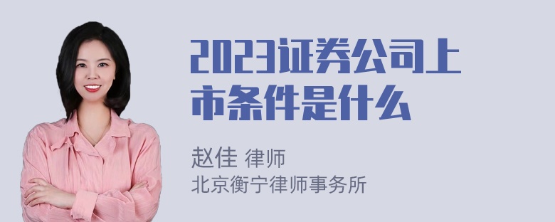 2023证券公司上市条件是什么