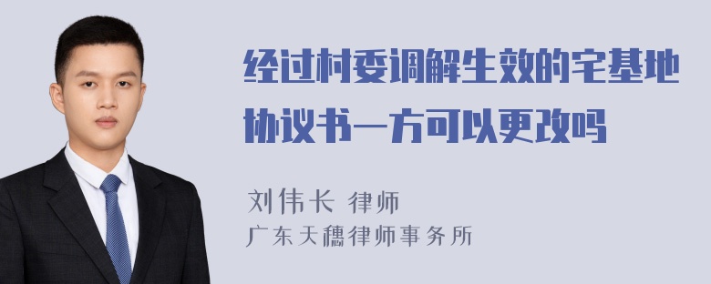 经过村委调解生效的宅基地协议书一方可以更改吗