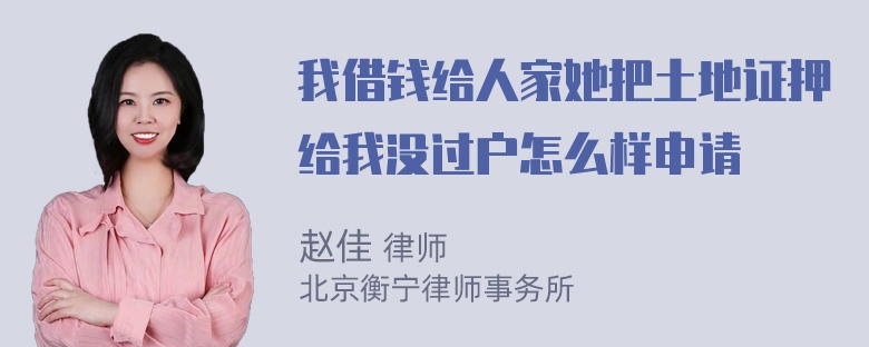 我借钱给人家她把土地证押给我没过户怎么样申请