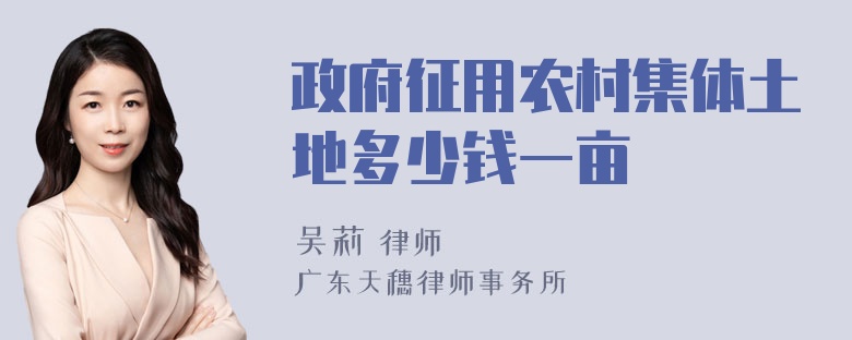 政府征用农村集体土地多少钱一亩