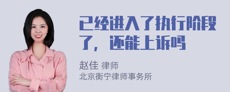 已经进入了执行阶段了，还能上诉吗