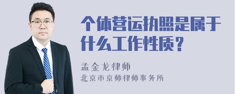 个体营运执照是属于什么工作性质？