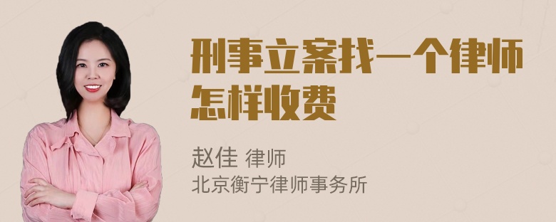 刑事立案找一个律师怎样收费