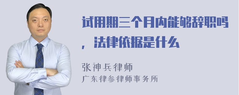 试用期三个月内能够辞职吗，法律依据是什么