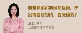 姐姐和弟弟的房想互换，更名需要多少钱，要交税么？