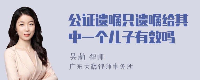 公证遗嘱只遗嘱给其中一个儿子有效吗