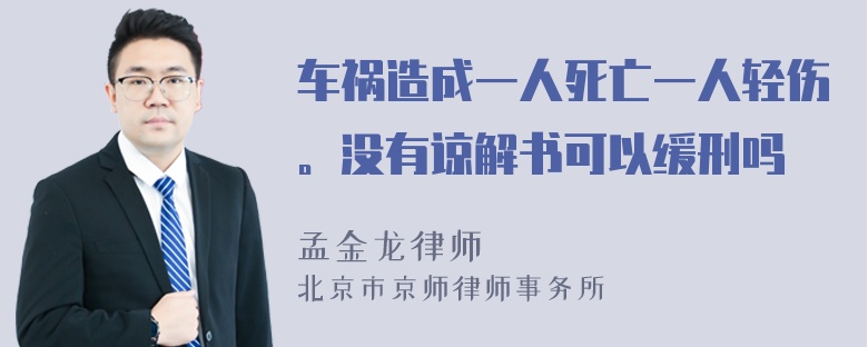 车祸造成一人死亡一人轻伤。没有谅解书可以缓刑吗