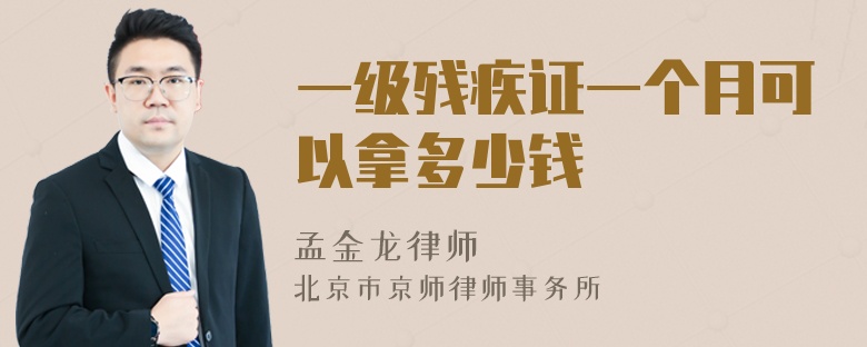 一级残疾证一个月可以拿多少钱