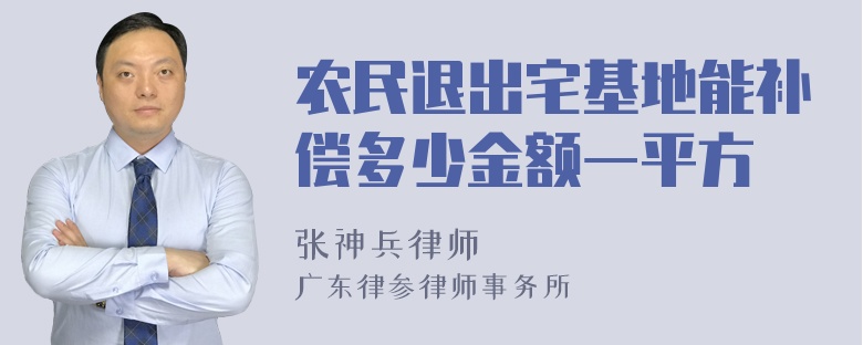 农民退出宅基地能补偿多少金额一平方