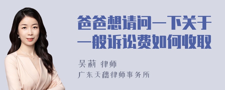 爸爸想请问一下关于一般诉讼费如何收取