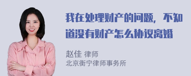 我在处理财产的问题，不知道没有财产怎么协议离婚