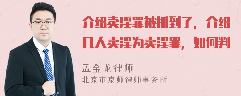 介绍卖淫罪被抓到了，介绍几人卖淫为卖淫罪，如何判