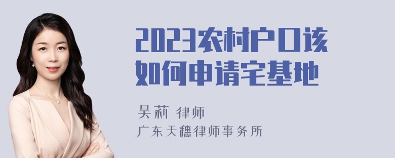 2023农村户口该如何申请宅基地